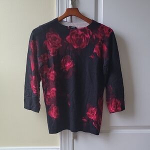NWT Talbots cashmere red floral sweater size M